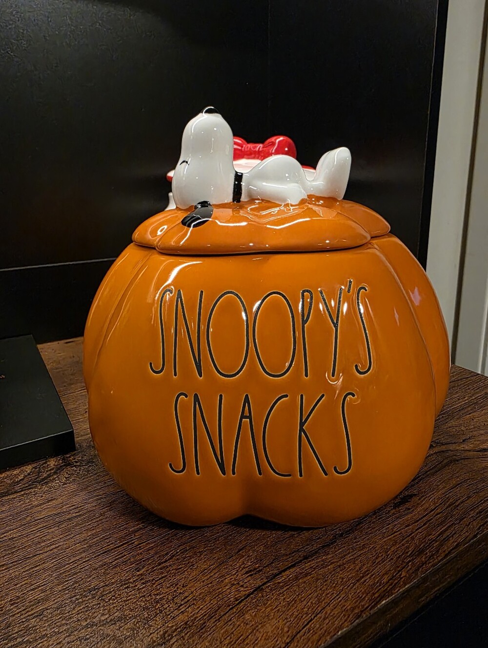 Peanuts Orange Pumpkin 'Snoopy's Snacks' Ceramic Cookie Jar